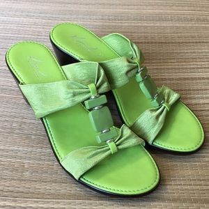 Kim Rogers Green Beaded Wedge Heel Sandal Size 7.5